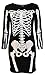 Women's Skeleton Bones Long Sleeve Halloween Costumes Dress (M, Black Skeleton Print)