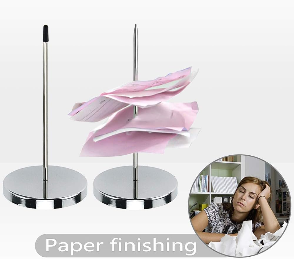 ZDNT 4 Pcs Paper Memo Holder, Metal Receipt Bill Holder Spike with Round Base for Restaurant Kitchen Office Hotel - Image 5