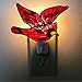 BANBERRY DESIGNS Decorative Cardinal Night Light - Bright Red Stained Glass - Nature Themed Home décor - Perfect for Any Room in The House