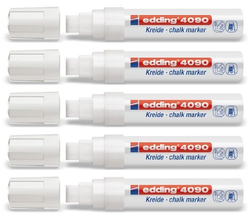 5er Sparpack Fenster/Kreidemarker edding 4090 diverse Faben zur Auswahl 5er Set in weiß