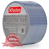 XFasten Reflective Tape, White and Silver, 2 Inches by 5 Yards