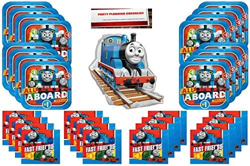 Thomas The Train Party Supplies Bundle Pack for 16 (16 Inch Balloon Plus Party Planning Checklist by Mikes Super Store)