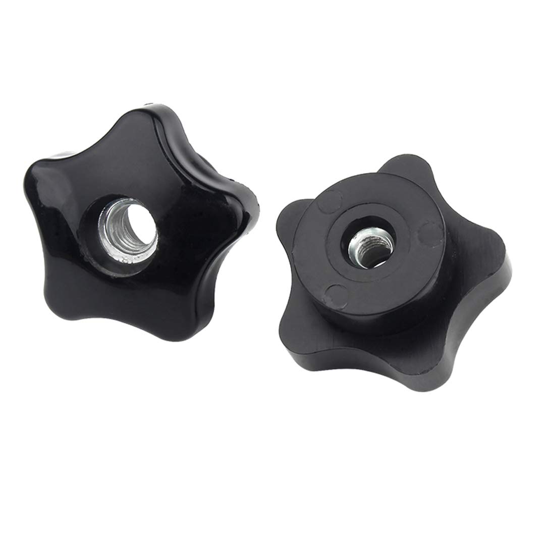 BOZONLI M10 Star Shape Head Clamping Nuts - Female Thread Through Hole Star Head Knob Grip, Black, 5pcs