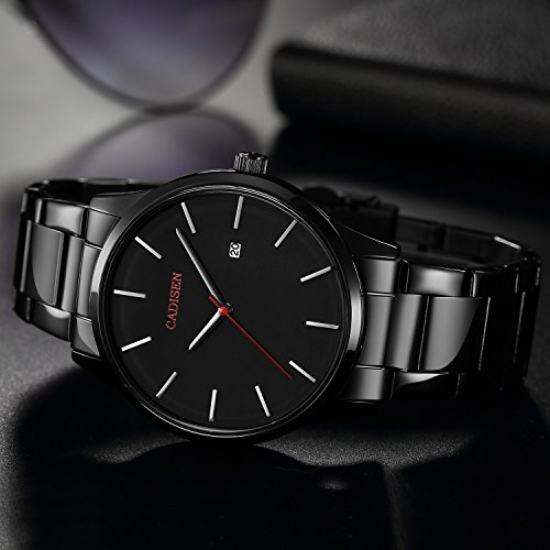 VOEONS Mens Watches Clearance Black Stainless Steel Watch Analog Quartz Wrist Watch for Men reloj de mujeres - Thumbnail 3
