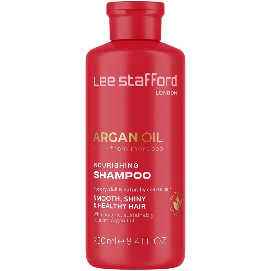 Lee Stafford Moisturizing Shampoo | Argan Oil Collection - Best for Dry, Dull Hair to Repair Split Ends for a Hydrating Silky Smooth Shine, Volumizing Salon Grade Gloss Finish, 250 ml