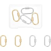 UNICRAFTALE 4pcs 2 Colors 1 Inch Oval Screw Carabiner Stainless Steel Lock Clasps Rings Small Metal Split Key Chain Connector for Necklace Bracelet Jewelry Making