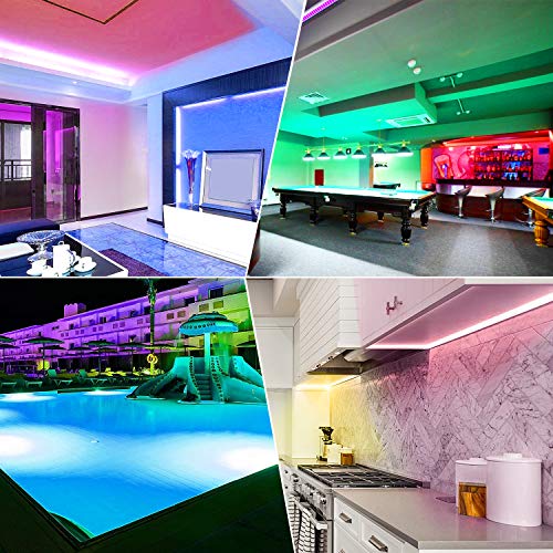 AveyLum Music LED Strip Light 10M DearmColor Flexible Tape Lights 5050 SMD RGB 300 LEDs Waterproof IP65 Rope Light with 20 Keys Musical Wireless Controller and 12V Power Adapter for Home Kitchen Party