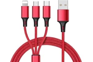 Multi Charging Cable 4FT 3 in 2 USB Charging Cable for Multiple Devices, Braided Universal Phone Charger Cord with Type-C Mic