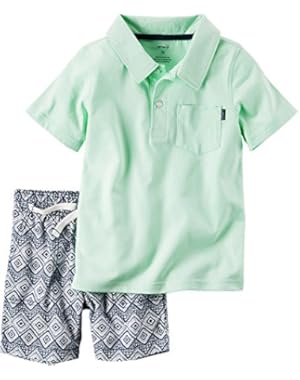 Baby Boys' 2-Piece Polo And Geo Printed Shorts Set
