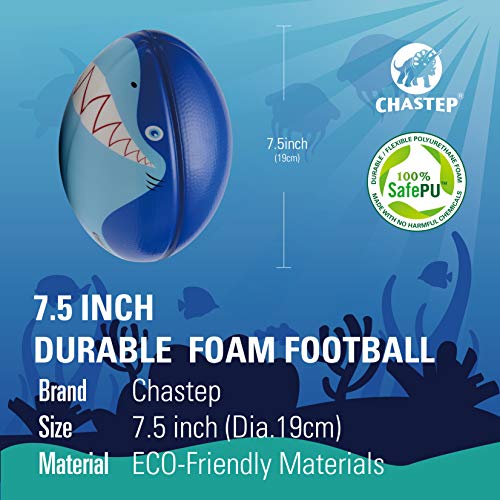 Chastep Toy Balls for Toddlers, 6 inch Training Football Indoor & Outside Play Bounce Foam, Laughing Shark - Thumbnail 3