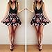 FINEJO Summer Women Sweet V-Neck Sleeveless Floral Print Party Club Mini Dres...