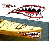Mean Straight Front Shark Teet Mouth Decal Stickers Kayak Canoe Jet Ski Hobie Dagger Ocean Boat