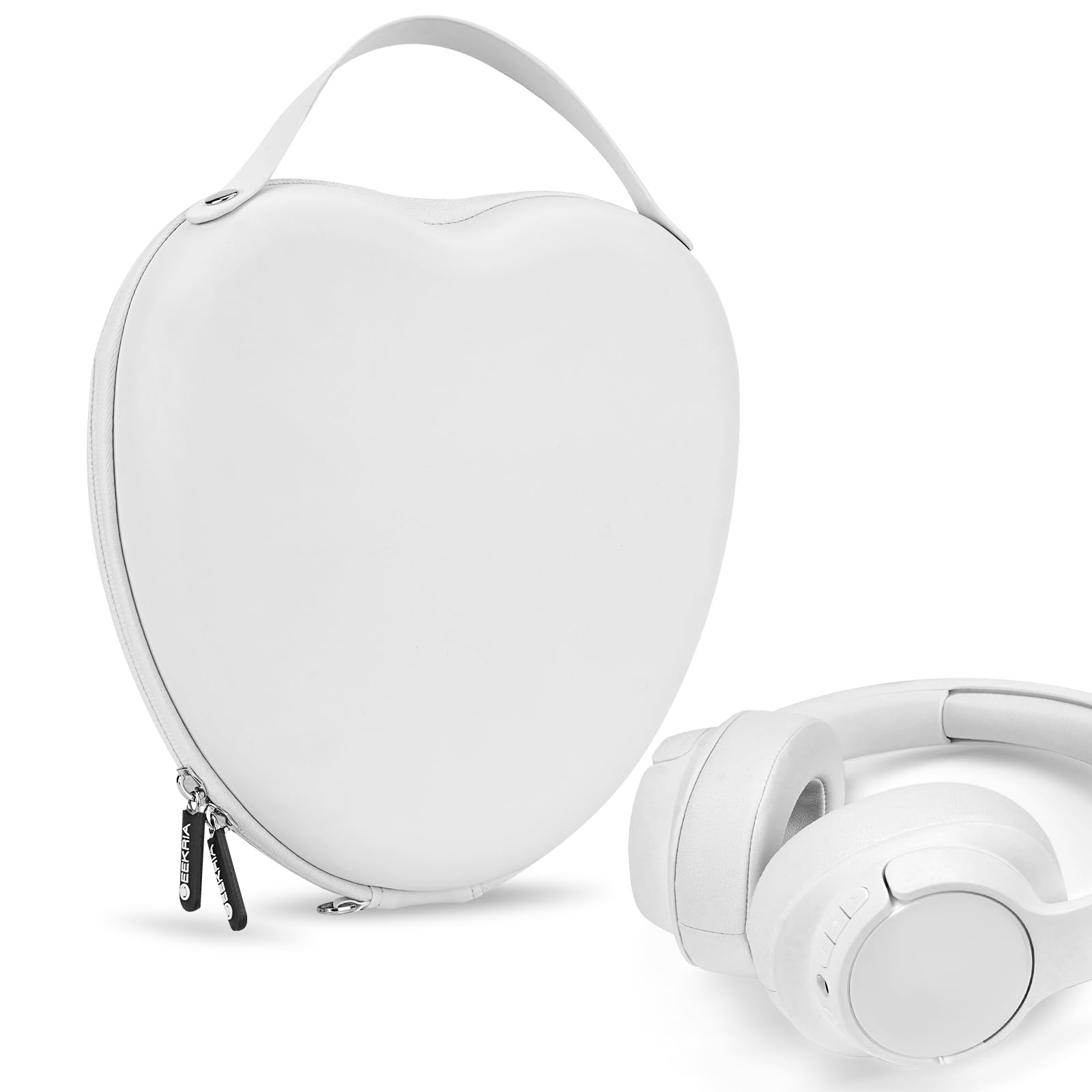 Geekria NOVA Headphones Case for Lay Flat On-Ear/Over-Ear Headphones, Replacement Hard Shell Travel Carrying Bag with Cable Storage, Compatible with Bose, Sony, JBL and More (White)