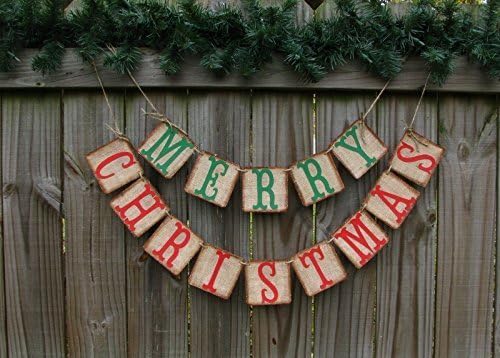 Christmas Home Decor, Burlap Christmas Banner, Christmas Card Photo Prop, Primitive Christmas Decor, Country Christmas Decor, Christmas Mantle Decor