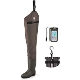 TIDEWE Fishing Hip Waders, Lightweight Hip Boots for Men Women | Waterproof 420D 2-Ply Nylon/PVC, Hunting Bootfoot Waders, Boot Hanger Included