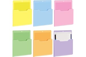 Fuutreo 6 Pcs Magnetic Wall File Organizer Magnetic Wall File Holder Refrigerator Magazine Holder for Mail Letters Paper(Macaron Color,10 x 13 Inch,Vertical)