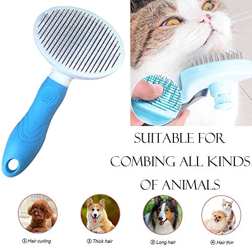 Asoract Pet Self Cleaning Slicker Brush – Gently Removes Loose Undercoat Effectively Reduces Shedding by Up to 95% - Professional Pet Grooming Brush for Small, Medium & Large Dogs and Cats cat Brush