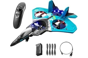 SOPUTRY V17 Jet Fighter Stunt RC Airplane, RC Fighter Jet Toy Remote Control Jet Plane, Aero Jet Control Remoto Airplane with 360° Stunt Spin Remote and Light, Airplane Model Fighter Plane Glider Airplane
