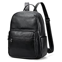 Coolcy Hot Style Real Leather Backpack Casual Daypacks Bag (Black)