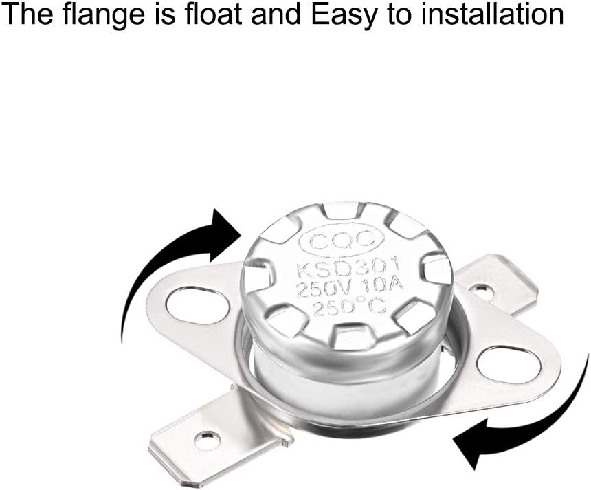sourcing map KSD301 Thermostat 250°C/482°F 10A Normal Closed N.C Adjust Snap Disc Temperature Switch for Microwave,Oven,Coffee Maker 5pcs - Image 3