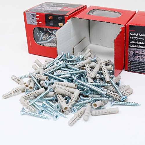 T.K.Excellent Plastic Self Drilling Drywall Ribbed Anchors Solid Materials Drywall Anchor E6 6x30 320 Pcs and Chipboard Screws 4.5X35mm 320 Pcs Box - Thumbnail 5