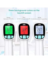 SIMBR Termómetro Digital Infrarrojo con Alarma de Fiebre Pistola de Temperatura Médica con Pantalla LCD Retroiluminada para Niños Adultos y Objetos, Certificación FDA