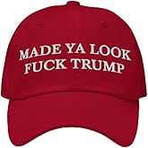 Made Ya Look Fuck Trump Hat - Embroidered Adjustable Dad Cap - Anti Trump F Trump Hat