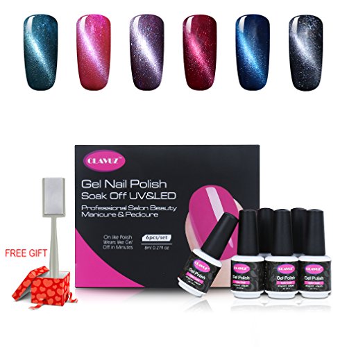 Clavuz 6pcs soak off uv led magnetic gel nail polish se…