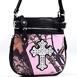 Mossy Oak Camo Rhinestone Western Cross Messenger Bag with Faux Buffalo Trim