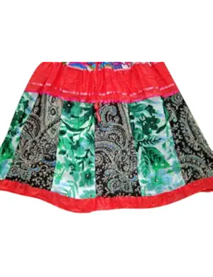 Mogul Skirts Bohemian Vintage Ethnic Patchwork Cotton Skirt S