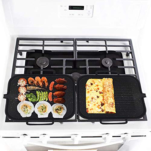 12 Inch Cast Aluminum Grill Pan, Griddle Pan for Electric or Gas Stove tops, Induction Compatible - Thumbnail 4