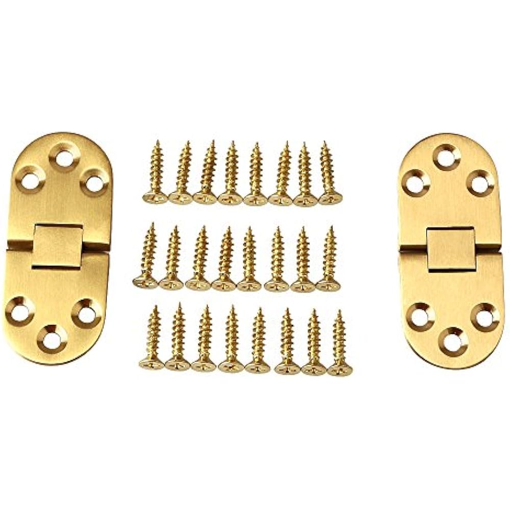 2 Pcs Sewing Machine Table Folding Flip Top Hinge, Solid Brass Brushed