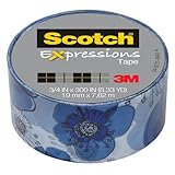 Scotch(R) Expressions Tape, 3/4In. X 300In., Blue Floral