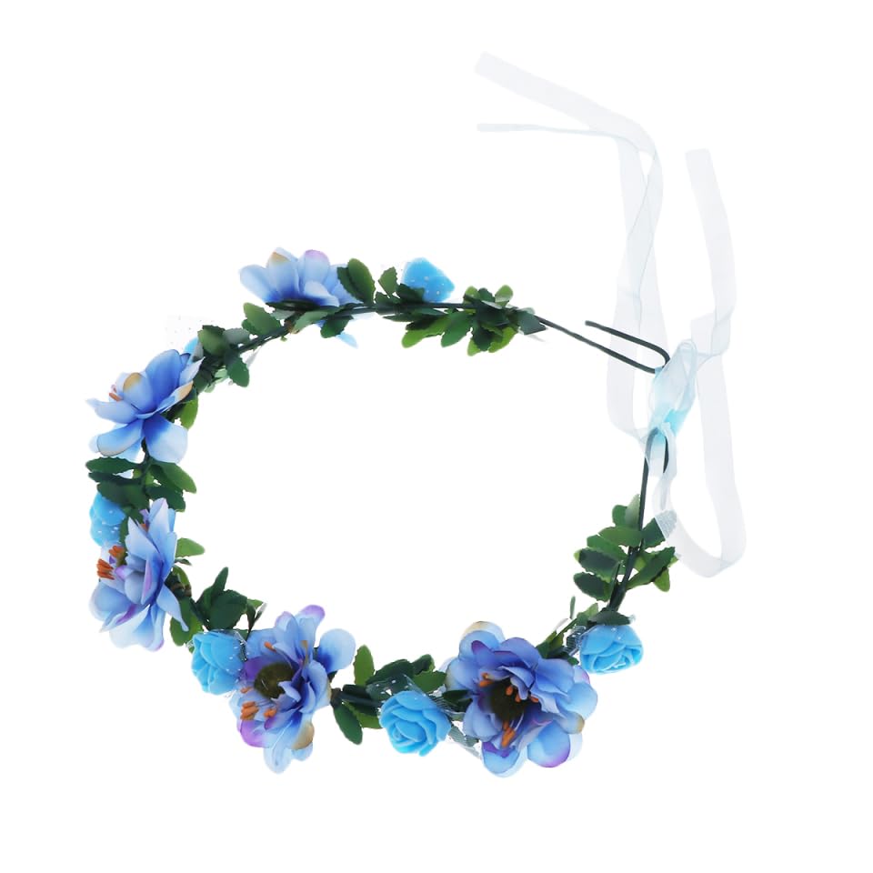 Lurrose Bohemia Floral Headband Wedding Bride Garland Hairband Wreaths Garlands for Wedding Party Hat Ornament Party Festival Beach