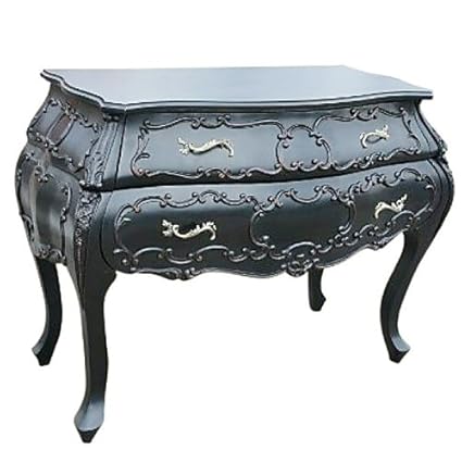 Home Kandi Ebony Black French Rococo Vintage Chest Of Drawers
