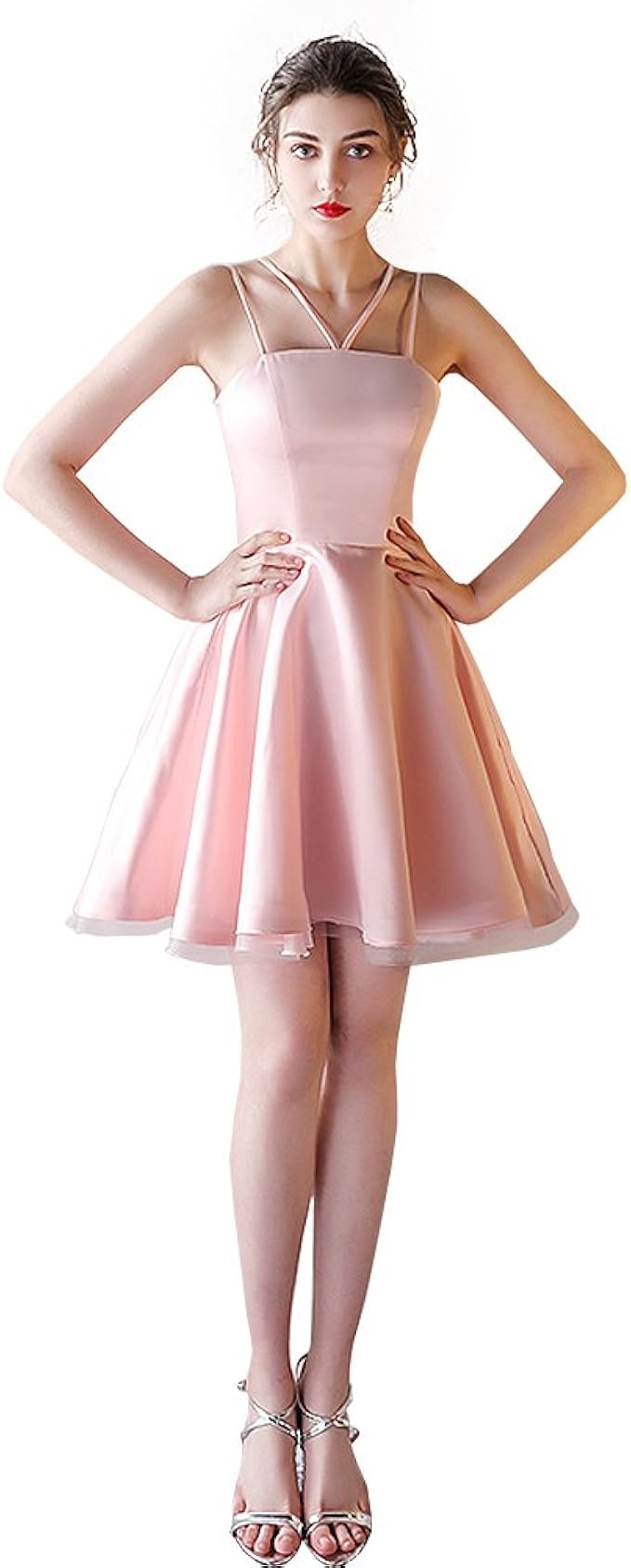 pink strapless short dress