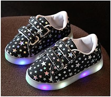 Children Shoes With Light Chaussure Led Enfant Spring Autumn New Stars Led Girls Shoes Sports Breathable Boys Sneakers Shoes (11, Black)