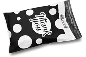 Shop4Mailers 10 x 13 Black and White Polka Dot Thank You Poly Bag Mailer Envelopes 2 Mil (100 Pack, Black)