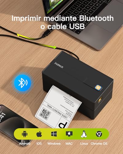 Inateck 4x6 Wireless Thermal Label Printer Compatible with iPhone, Android, iPad, Windows, MacOS, Chrome and USPS Black