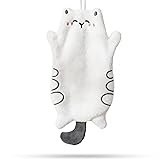 Tyrafry Cute Cat Hand Towels, Bathroom Towels with Hanging Loop, Children Hand Towel Animals, Microfiber Coral Fleece Absorbent Hand Towel for Kitchen Bathroom Bedroom, 5.9"x9.8", Off White