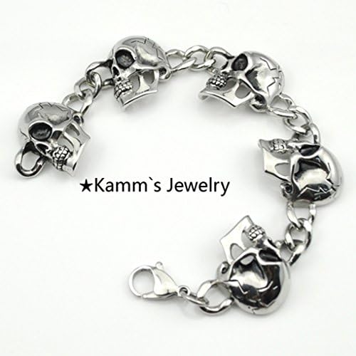 Us-DeSiGn : Skull Bracelet 316L Stainless Steel punk rock ethnic joyas women ouro allah 1d kpop om pulseiras azora KB469
