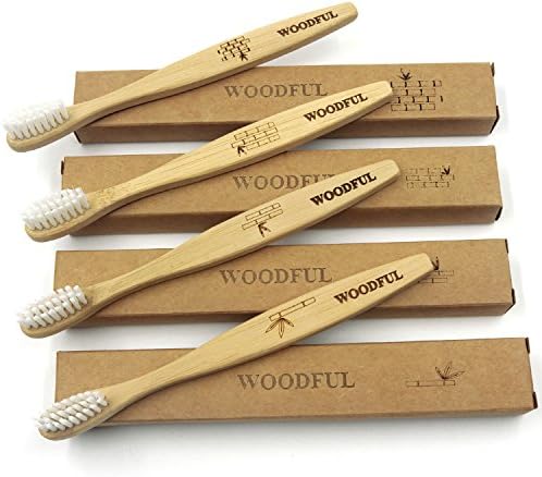 Eco-Friendly Bamboo Toothbrush (Children's 5.7inch) w/ BPA-Free Soft Nylon Bristles - Natural Dental Care (Pack of 4 Toothbrushes)