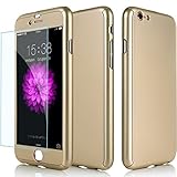 iPhone 6 Plus Case, Anole® Full Body Coverage Ultra-thin Hard Hybrid PC Plastic with [Slim Tempered Glass Screen Protector] Protective Case Cover & Skin for Apple iPhone 6 Plus 5.5 Inch (Gold)