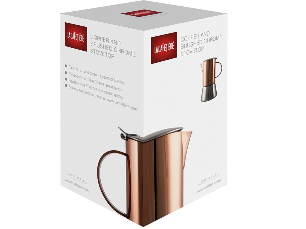 La Cafetière 5187804 Induction-Safe 4-Cup Copper-Effect Stovetop Espresso Maker, 200 ml (7 fl oz)