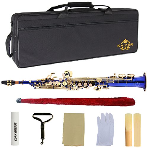 Kaizer Soprano Saxophone Straight B Flat Bb Blue Body Gold Keys SSAX1000BLGK Pricepulse