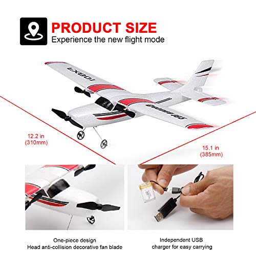 RC Plane, 2.4Ghz 2 Channel Remote Control Airplane Ready To Fly, Durable EPP Foam RC Aircraft Builted in 6-Axis Gyro, Supper Fun Light Weight Easy Fly Remote Control Plane for Kids Boys Adult Beginner