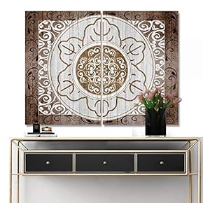 2 Piece Canvas Wall Art Vintage Pattern Pictures Home Wall Decorations for Bedroom Living Room Paintings Canvas Prints Framed - 16"x24" x 2 Panels