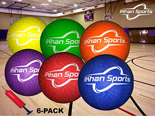 ikhan Sports Dodgeball Balls - Six Pack with Mesh, Pump and Needle