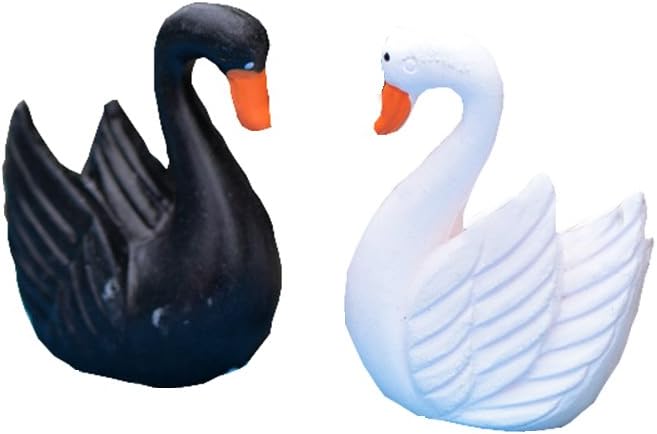 Wansan Miniature Swan Fairy Garden Ornament Miniatures Decor Accessories for Home Decoration Outdoor Pack of 2 pcs