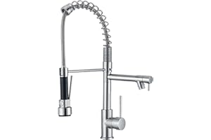 Pull-Down Kitchen Faucet with Spring Design 2 Water Modes (Hot & Cold) Stainless Steel Easy Installation Modern Style& Sleek 